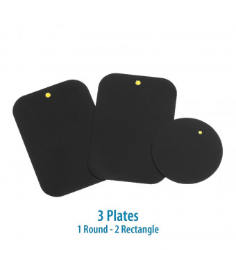 Mount Metal Plate with Adhesive for Magnetic Cradle-less Mount -X4 Pack 2 Rectangle and 2 Round (Compatible with WizGear mounts)