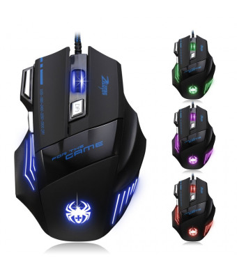 [2015 T80 New Version] DLAND ZELOTES Professional LED Optical 5500 DPI 7 Button USB Wired Gaming Mouse Mice for gamer Adjustable DPI Switch Function 