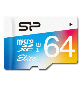Silicon Power 64GB up to 85MB/s MicroSDXC UHS-1 Class10, Elite Flash Memory Card with Adaptor (SP064GBSTXBU1V20SP)