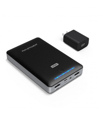 RAVPower Portable Charger Deluxe 16000mAh External Battery Pack Power Bank with iSmart Technology (Dual USB, 5V / 4.5A, FREE 2A Adapter, multiple-lev
