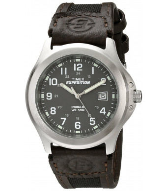 Timex Men's T40091 Expedition Metal Field Brown Nylon and Leather Strap Watch