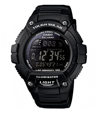 Casio Men's W-S220-1BVCF "Tough Solar"  Running Watch with Black Resin Band