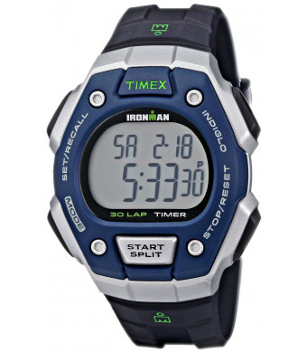 Timex Men's T5K8239J Ironman Classic Silver-Tone Digital Resin Watch with Black Resin Band