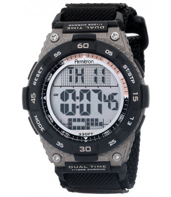 Armitron Sport Men's 40/8330BLK Brown Accented Digital Chronograph Black Nylon Strap Watch