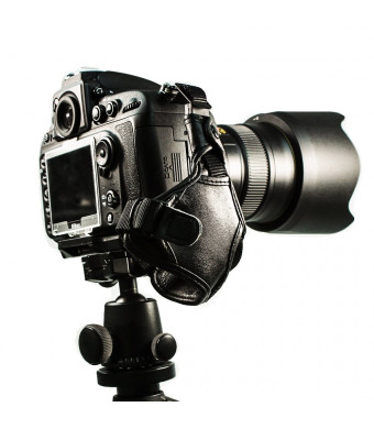 FotoTech Sony a7 a7R Mirrorless Digital Camera Professional 100% GENUINE LEATHER Hand Wrist Strap Grip with FotoTech Velvet Bag