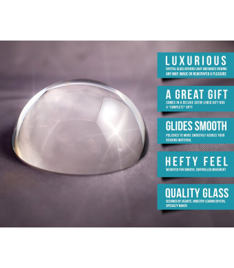 Crystal Glass Paperweight Magnifying Glass Dome - 3inches of Highest Grade  (Best Quality) - 5 Star Rated - Gift Box Included