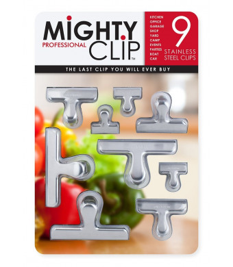 NameStar MightyClip Stainless Steel Bag Clips, Set of 9
