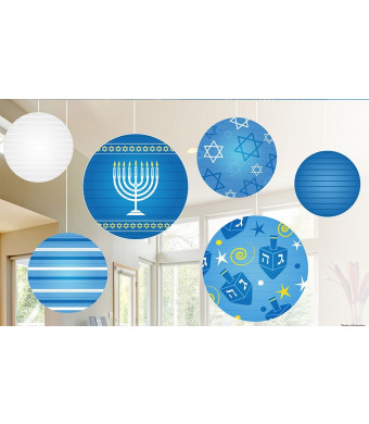 Zion Judaica Hanukkah Ball Lantern Decoration Ceiling Mount 6 Set