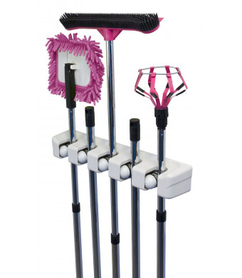 DADOTOOL Mop, Broom, Tool and Sports Equipment Holder and Organizer; Wall Mounting Rack Shelf Stand; Hang Coats and Clothes; Ideal for Metal Handles,