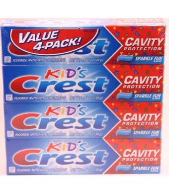Crest Kid's Crest, Fluoride Anticavity Toothpaste, Sparkle Fun Flavor, 4.6 Ounce Tubes (Pack of 4)