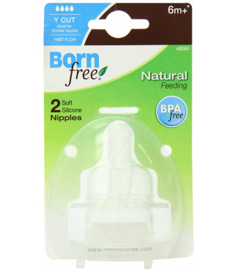 Born Free BPA-Free Y-Cut Fast Flow Silicone Nipples, 6+ Month