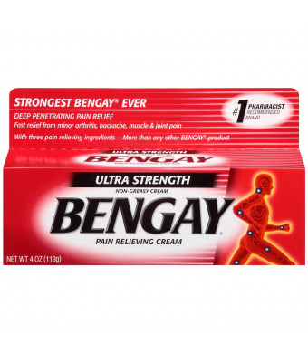 Bengay Ultra Strength, Pain Relieving Cream, Non-Greasy, 4 Ounce