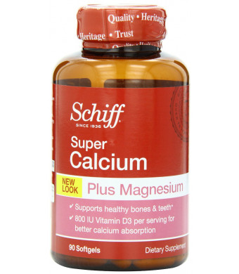 Schiff Calcium Carbonate Plus Magnesium with Vitamin D3 800 IU, Calcium Supplement, 90 Count