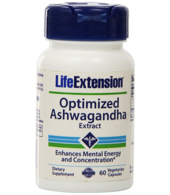Life Extenson Ashwagandha Extract Veg Capsules, 60-Count