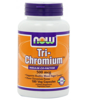 NOW Foods Tri-Chromium 500mcg/Cinnamon, 180 Vcaps,