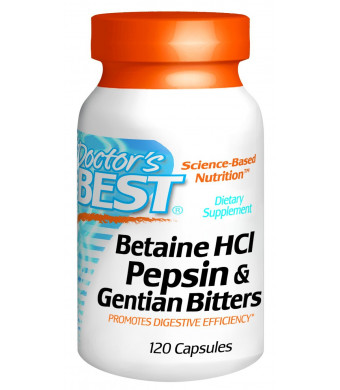 Doctor's Best Betaine HCI Pepsin and Gentian Bitters, Capsules, 120-Count