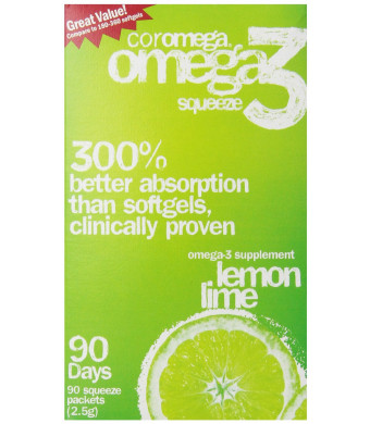 Coromega Omega-3 Fish Oil, Lemon Lime, 90 ct