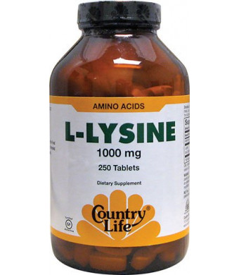 Country Life L-Lysine 1000 mg with B-6, 250-Count