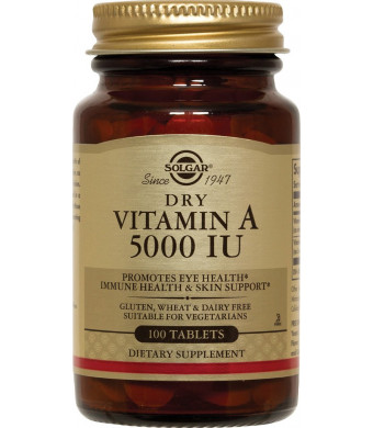 Solgar Dry Vitamin A 5000 IU Tablets, 100 Count