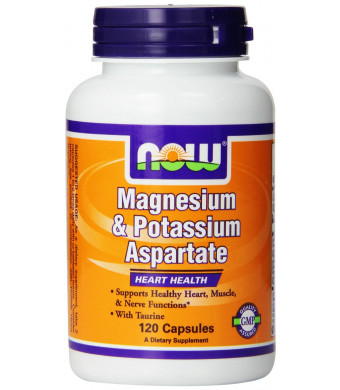 NOW Foods Magnesium and Potassium Aspartate with Taurine, 120 Capsules