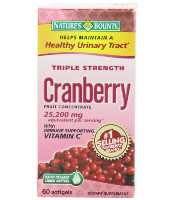 Nature's Bounty Triple Strength Cranberry with Vitamin C, 25,200 mg, 60 Softgels