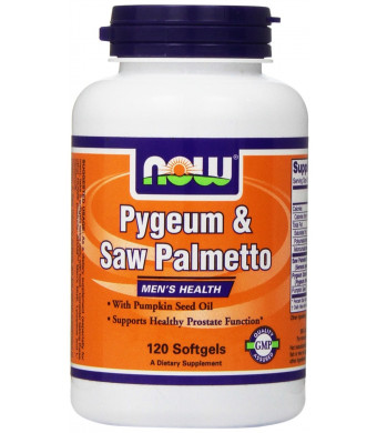 NOW Foods Pygeum and Saw Palmetto + Pumpkin Seed Oil, 120 Softgels