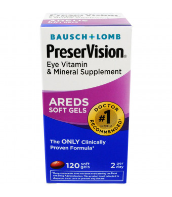Bausch and Lomb PreserVision Eye Vitamin and Mineral Supplement, 120-Count Soft Gels