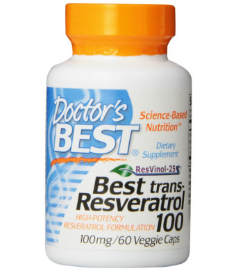 Doctor's Best, Best trans-Resveratrol 100 Featuring ResVinol-25 (100 mg), Vegetable Capsules, 60-Count
