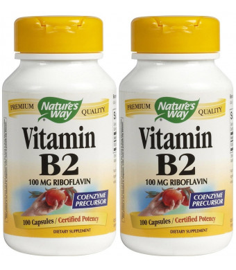 Nature's Way Vitamin B2, 100 Capsules (Pack of 2)