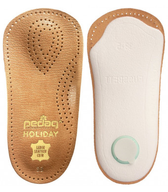 Pedag 17947 Holiday 3/4 Leather Ultra Light, Thin, Semi-Rigid Orthotic with Metatarsal Pad, Arch Support and Padding at the Heel, Tan, Women's 9