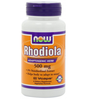 NOW Foods Rhodiola Rhodiola Rosea, 60 Capsules / 500mg (Pack of 2)