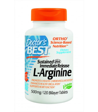 Doctor's Best Sustained Plus Immediate Release L-Arginine 500mg, 120 Bilayer Tablets
