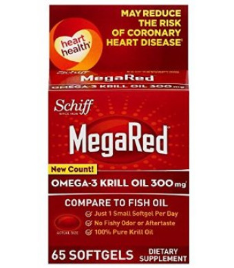 MegaRed Omega 3 Krill Oil 300mg Supplement, 65 Count