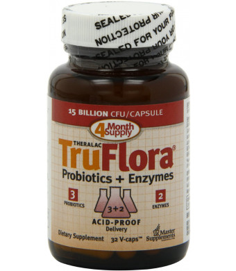 Master Supplements Truflora, 15 Billion CFU, 3 Probiotics, 2 Enzymes, 32 - V-Caps