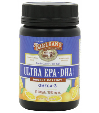 Barlean's Organic Oils Fresh Catch Fish Oil, ULTRA EPA-DHA, Orange Flavor 1000 mg, 60 Softgels