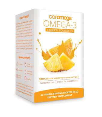 Coromega Omega3 Squeeze with Vitamin D3, Tropical Orange, 90 Count