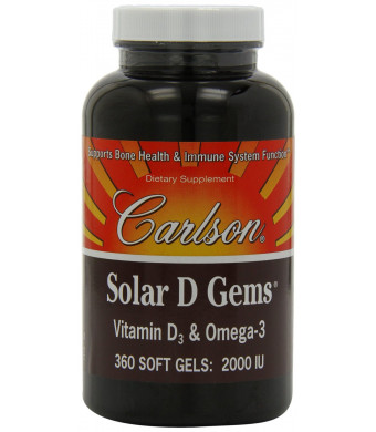 Carlson Labs Solar D Gems Natural Vitamin D3, 2000 IU, 360 Softgels