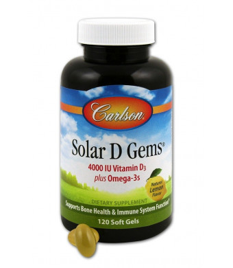 Carlson Labs Solar D Gems Naturals Vitamin D3 with Omega-3 4000 IU 120 Caps