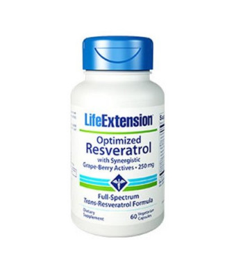 Life Extension Optimized Resveratrol with Synergistic Grape-berry Actives 250mg, Veggie Caps, 60-Count