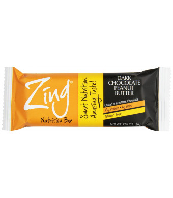 Zing Nutrition Bar-Dark Chocolate Peanut Butter-Box Zing Bars 12 Bars Box (N.W. 1lb 5.12oz)