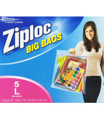 Ziploc Big Bag Double Zipper, Large, 5-Count