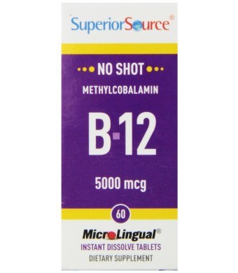 Superior Source No Shot Methylcobalamin B12 Multivitamins, 5000mcg, 60 Count