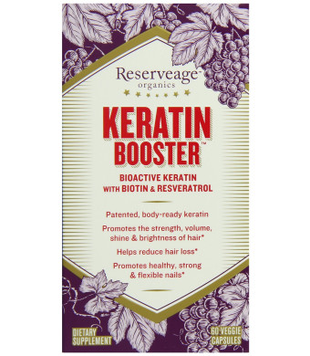 Reserveage Organics Keratin Booster with Biotin and Resveratrol, 60 Vegetarian Capsules