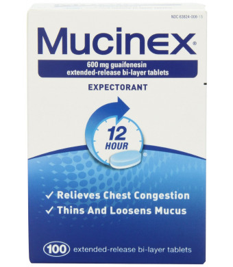 Mucinex 12-Hour Chest Congestion Expectorant Tablets, 100 Count