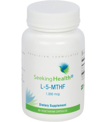 L-5-MTHF 1000 | Provides 1,000 mcg of pure non-racemic l-methylfolate in an easy-to-deliver capsule | 60 Vegetarian Capsules | Non-GMO | Free of Magn