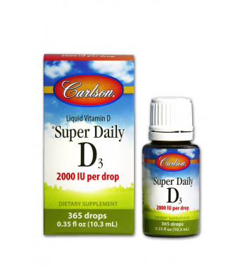 Carlson Labs Super Daily D3 2000IU Supplement, 10.3 ml 0.35 Fluid Ounce