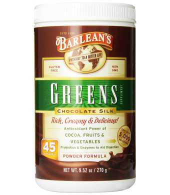 Barlean's Organic Oils Greens, Chocolate Silk, 9.52 Ounce