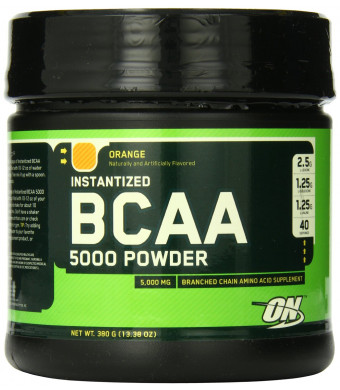 Optimum Nutrition Instantized BCAA Powder, Orange, 5000 mg, 380 Gram