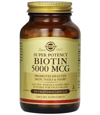 Solgar Biotin Vegetable Capsules, 5000 mcg, 100 Count