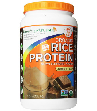 Growing Naturals Organic Rice Protein Chocolate Power -- NET WT 33.6 oz(2.10 lb)